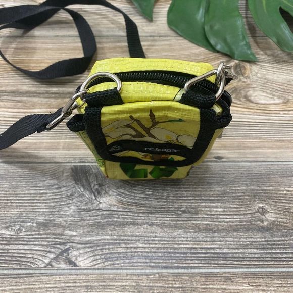 rebagz yellow floral recycled rice bag crossbody pouch - Picture 4 of 7